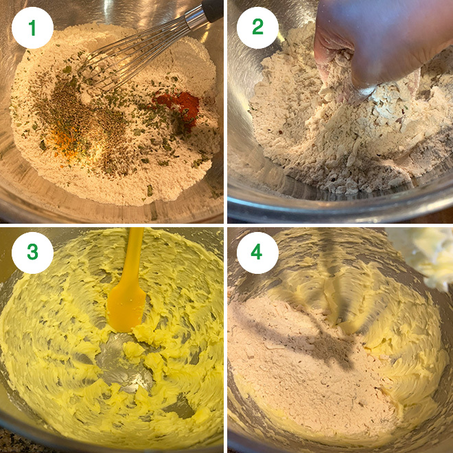 step by step picture collage of making masala cheese cookies