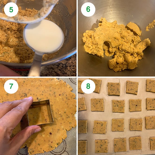 step by step picture collage of making masala cheese cookies