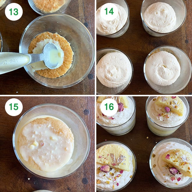 step by step picture collage of making rasmalai cake jars