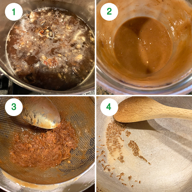 step by step picture collage of making tamarind chutney