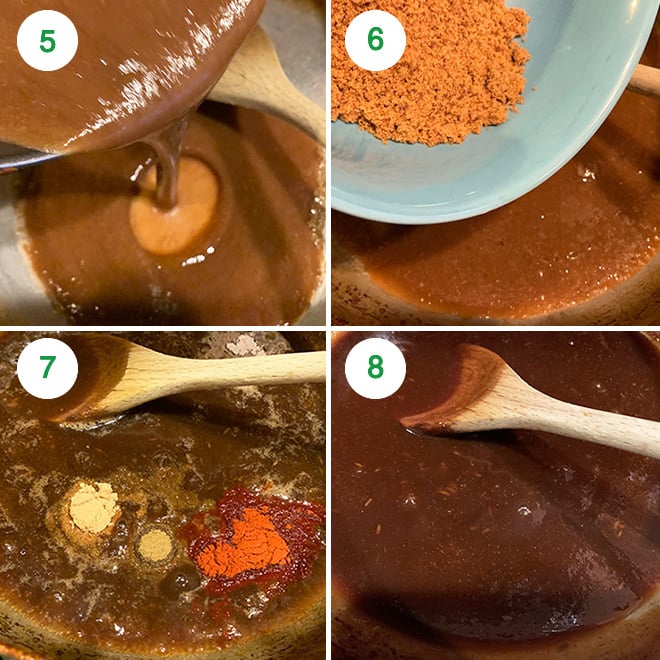 step by step picture collage of making tamarind chutney