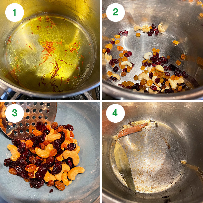 step by step picture collage of making saffron quinoa