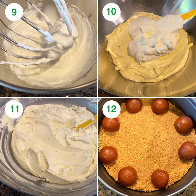 step by step picture collage of making no bake mithai cheesecake