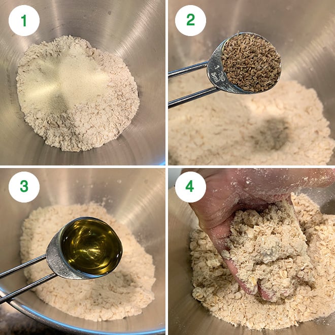 step by step picture of making oats namak pare