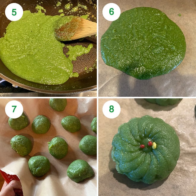 step by step picture collage of making paan peda