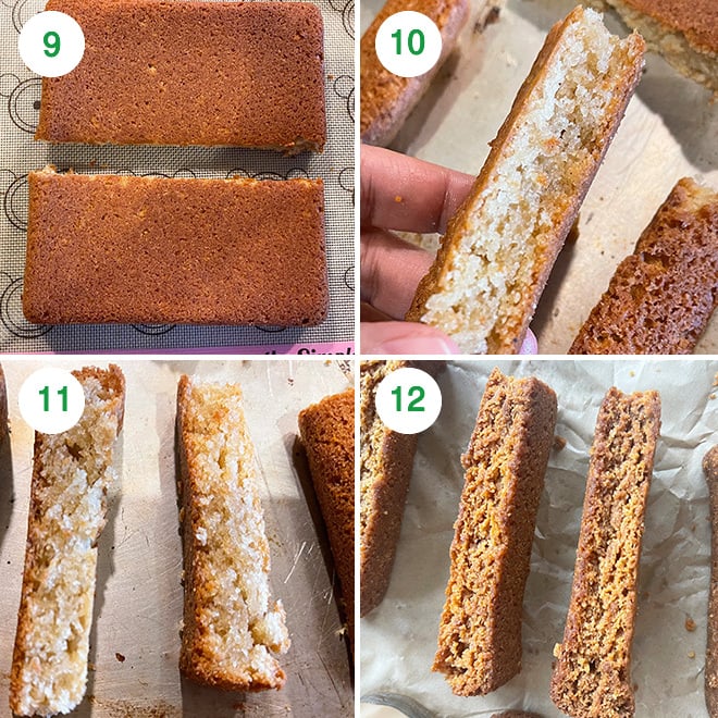 step by step picture collage of making eggless cake rusk