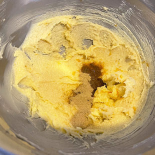 creamed butter and sugar with vanilla