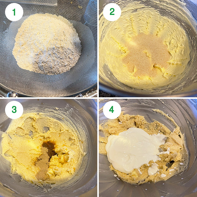 step by step picture collage of making eggless cake rusk
