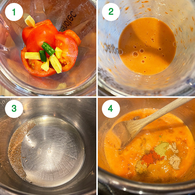 step by step picture collage of making lauki curry in the instant pot