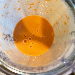 pureed tomato in a blender