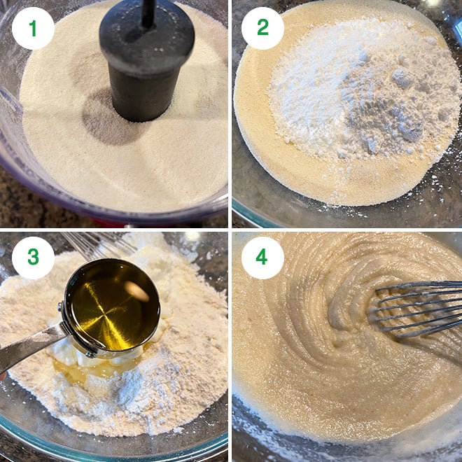 step by step picture collage of making sooji cake at home