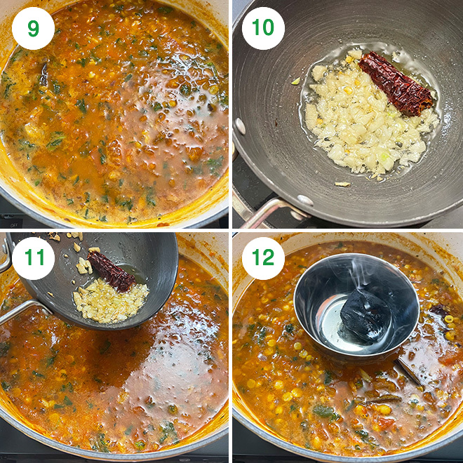 step by step picture collage of making chana dal