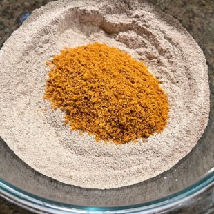 bowl with flour and jaggery powder