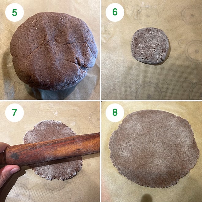 step by step picture collage of making ragi roti