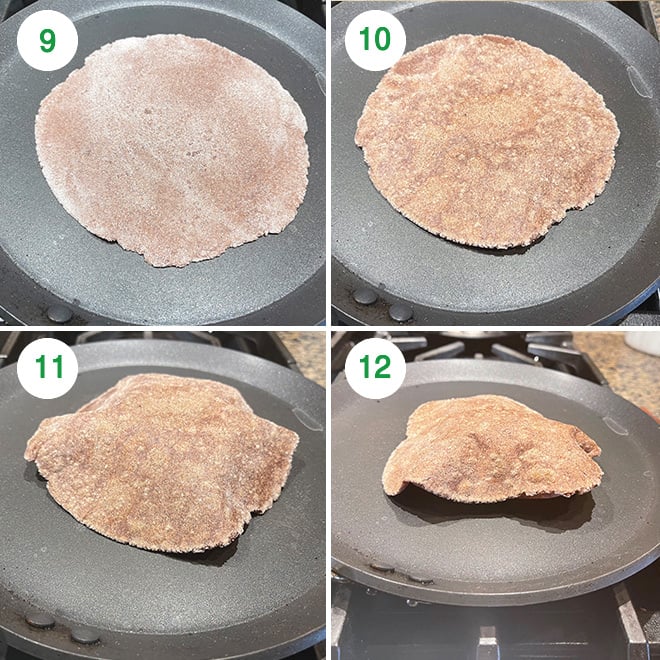 step by step picture collage of making ragi roti