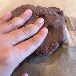 kneading ragi flour dough with hands