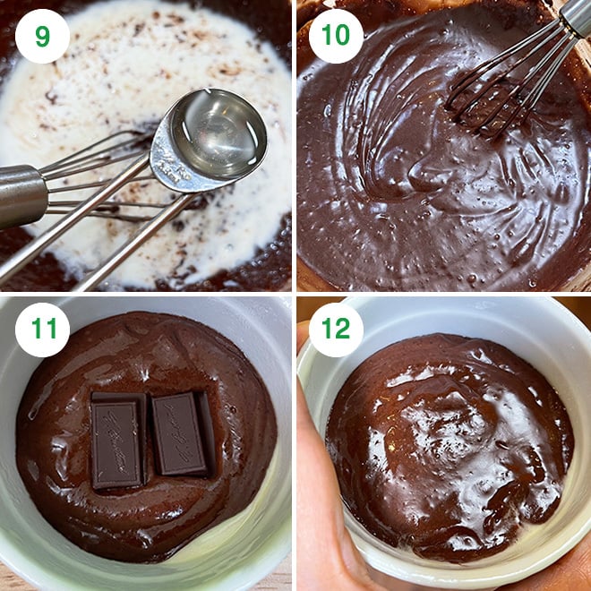 step by step picture collage of making eggless chocolate lava cake