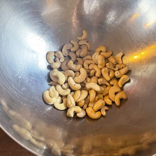 cashews in a steel bowl