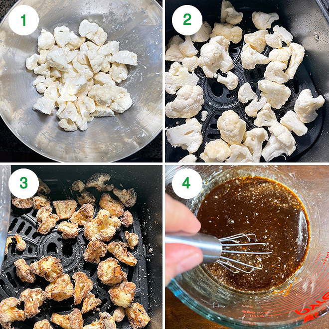 step by step picture of making kung pao cauliflower