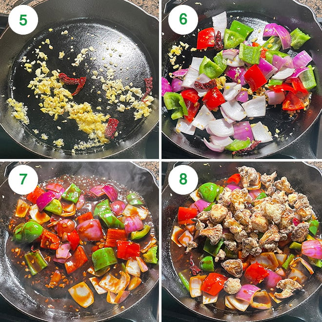 step by step picture of making kung pao cauliflower