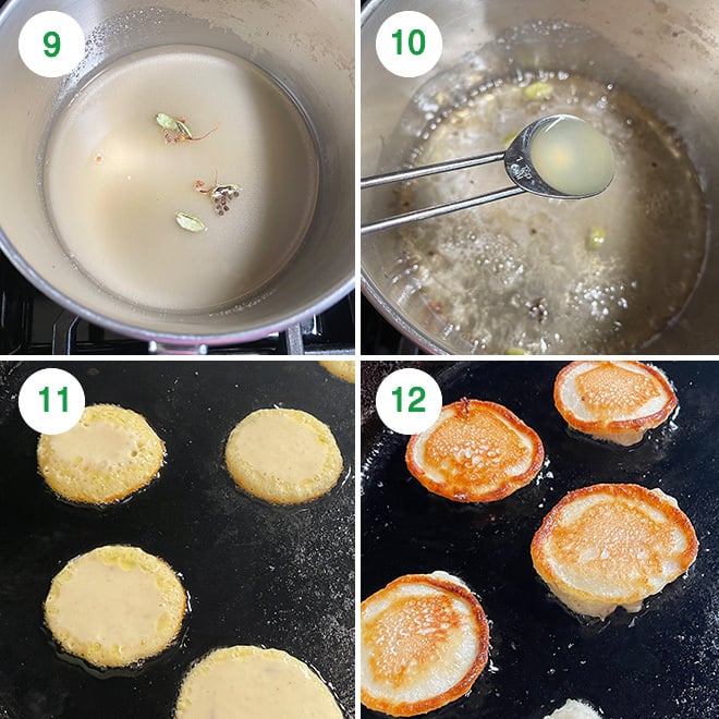 step by step picture collage of making malpua rabdi bites