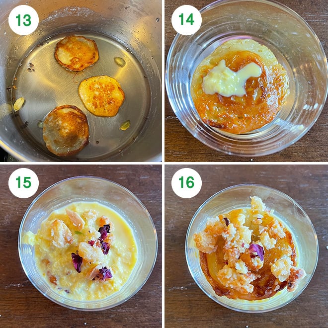 step by step picture collage of making malpua rabdi bites