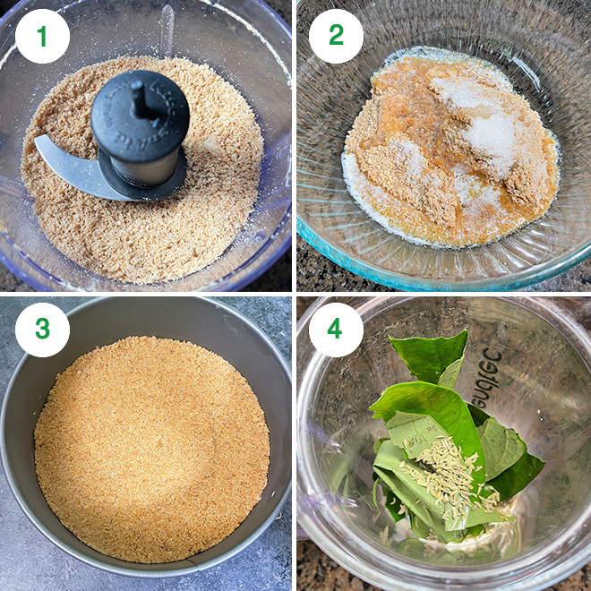 step by step picture collage of making paan cheesecake