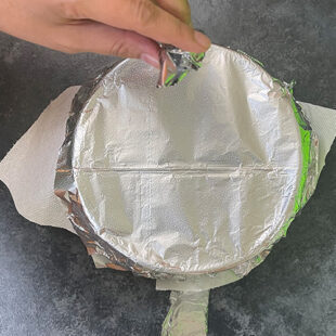 pan covered with aluminum foil