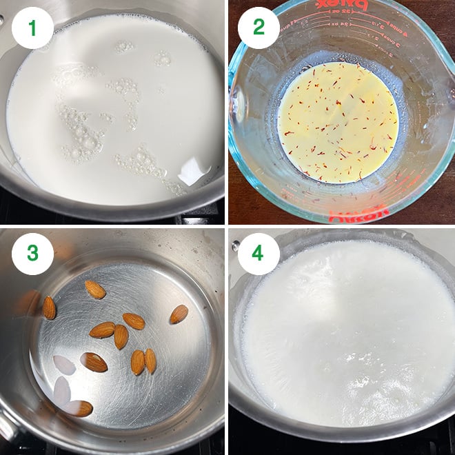 step by step picture collage of making rabdi at home