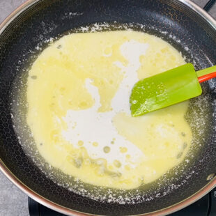 melted butter and milk in a pan