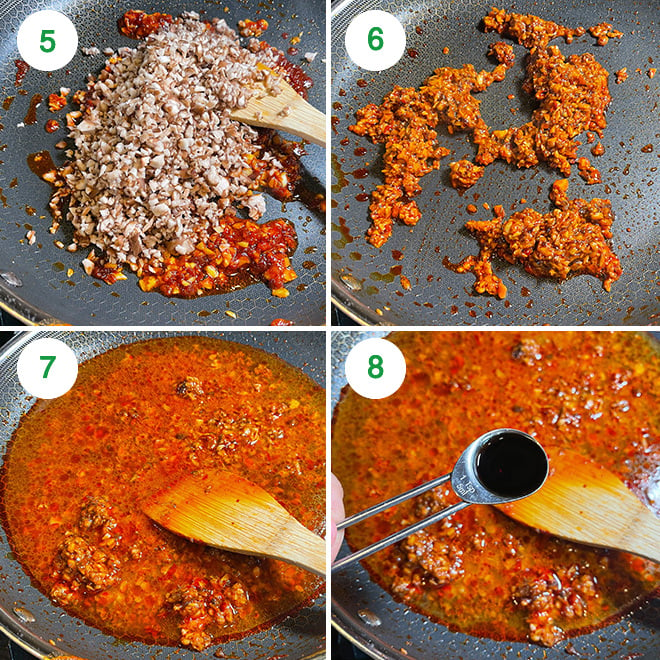 step by step picture collage of making mapo tofu