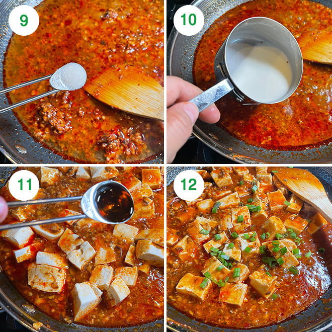 step by step picture collage of making mapo tofu