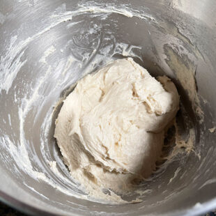 dough in a steel bowl