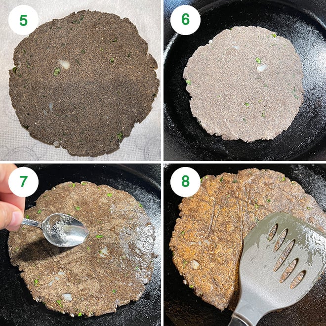 step by step picture collage of making kuttu paratha