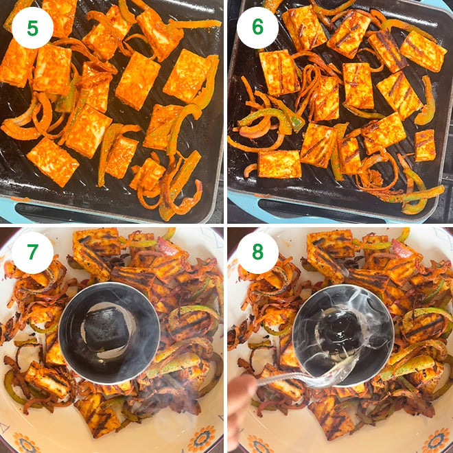 step by step picture collage of making tandoori paneer sandwich