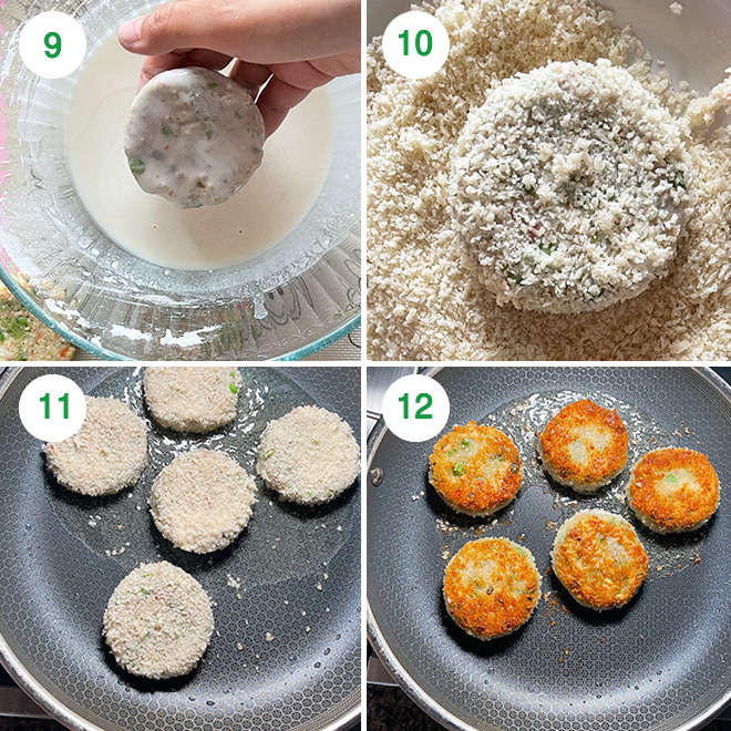 step by step picture collage of making veg cutlet