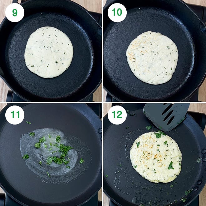 step by step picture collage of making bread kulcha at home