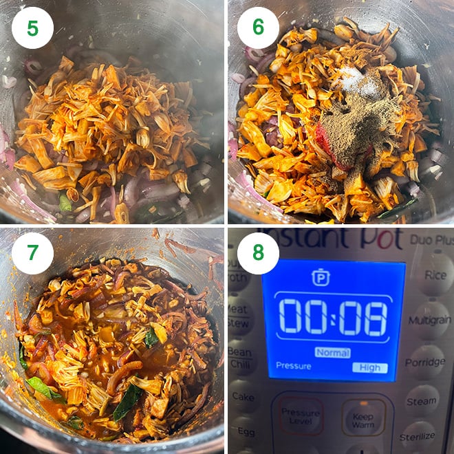 step by step picture collage of making jackfruit tacos in instant pot