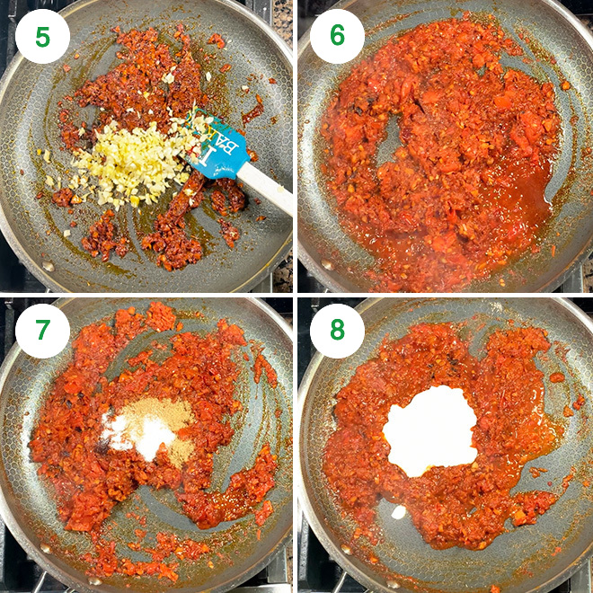 step by step picture collage of making kaju masala