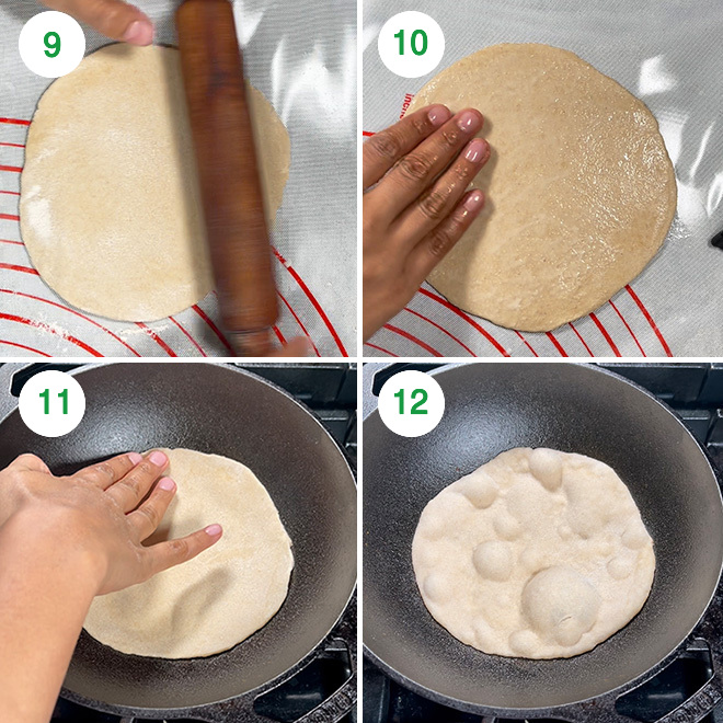 step by step picture collage of making tandoori roti at home