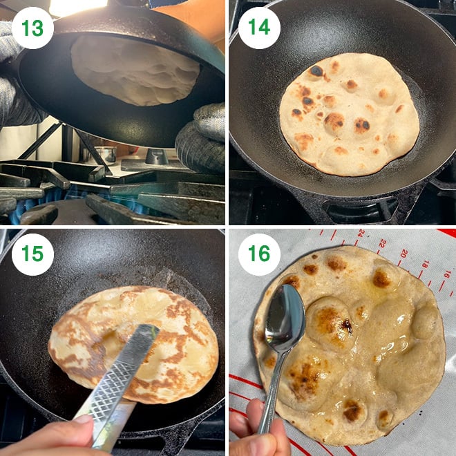 step by step picture collage of making tandoori roti at home