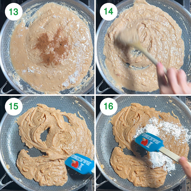 step by step picture collage of making salted caramel burfi