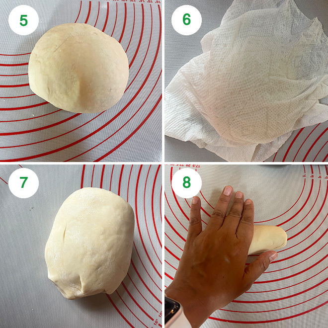 step by step picture collage of making momos dough