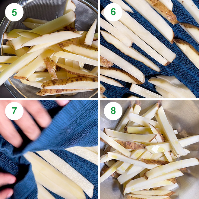 step by step picture collage of making masala fries in air fryer