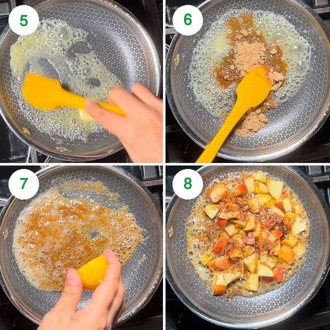 step by step picture collage of making apple pie oatmeal in instant pot