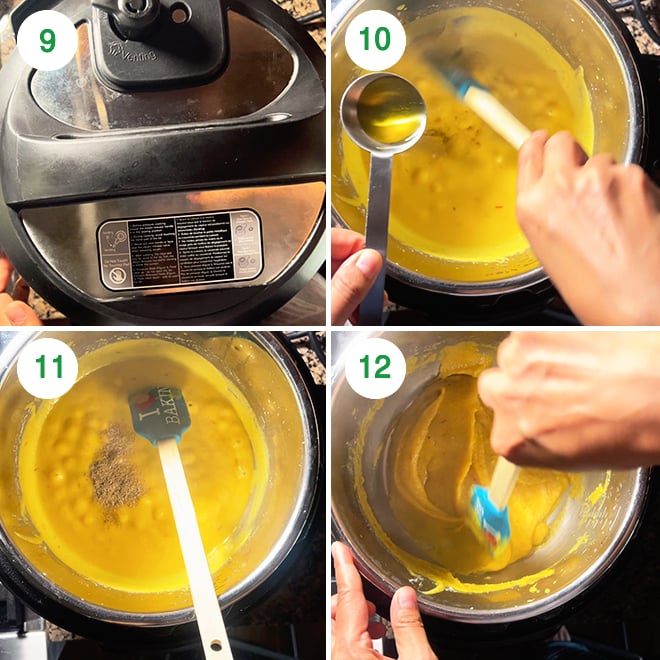 step by step picture collage of making badam halwa in instant pot