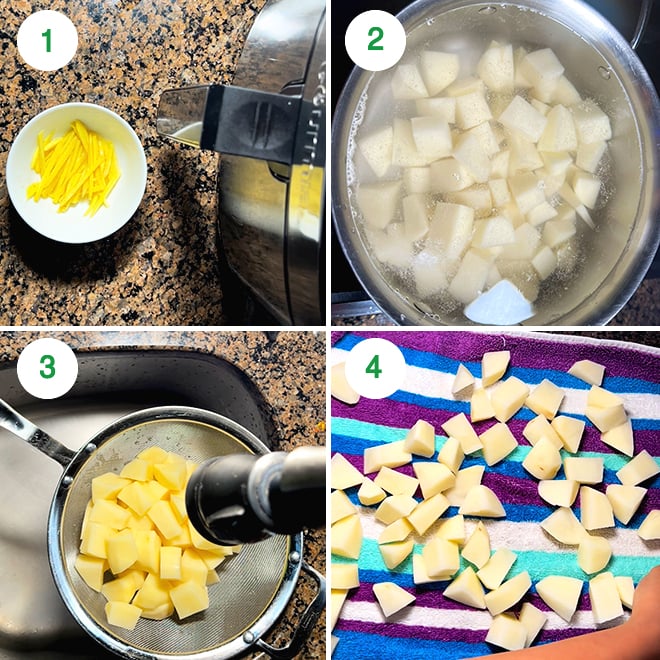 step by step picture collage of making delhi style aloo chaat in the air fryer
