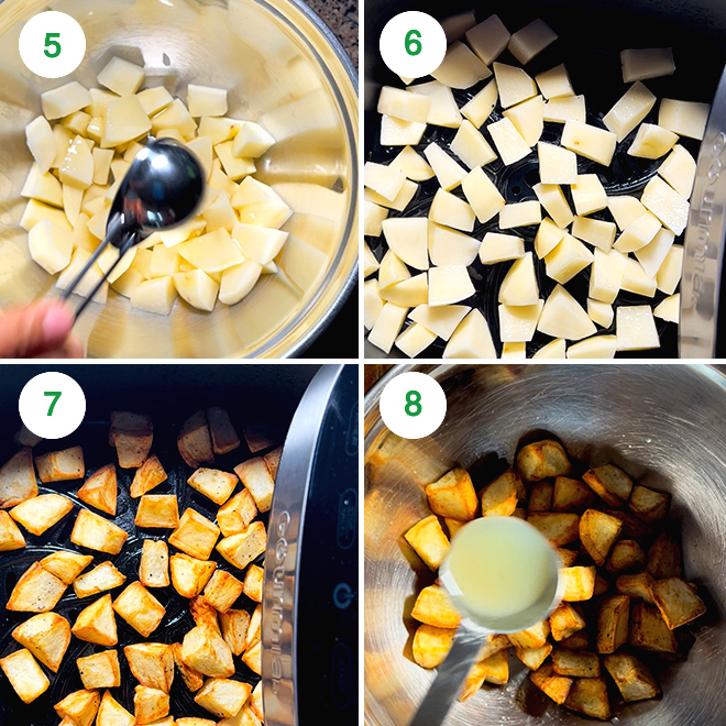 step by step picture collage of making delhi style aloo chaat in the air fryer