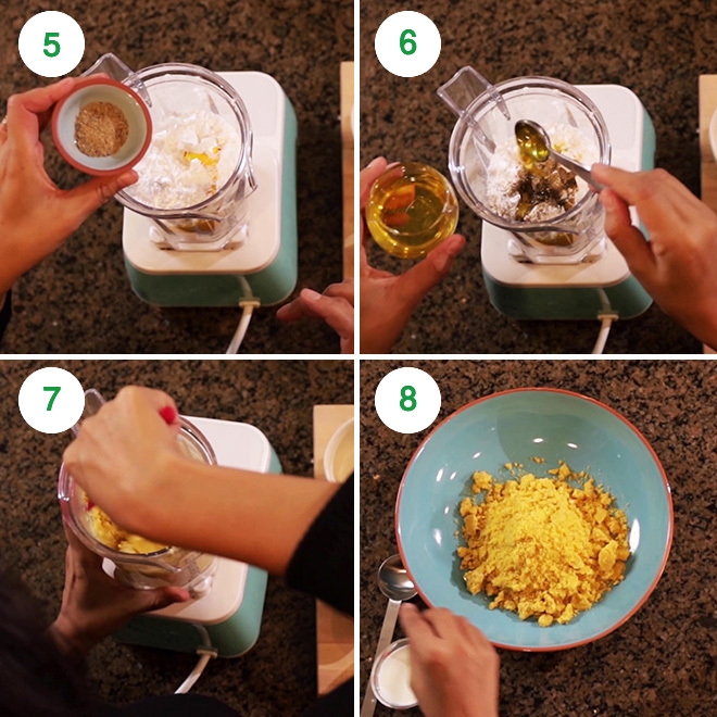 step by step picture collage of making kesar badam ladoo