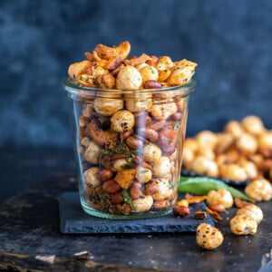 makhana, nuts placed in a glass jar